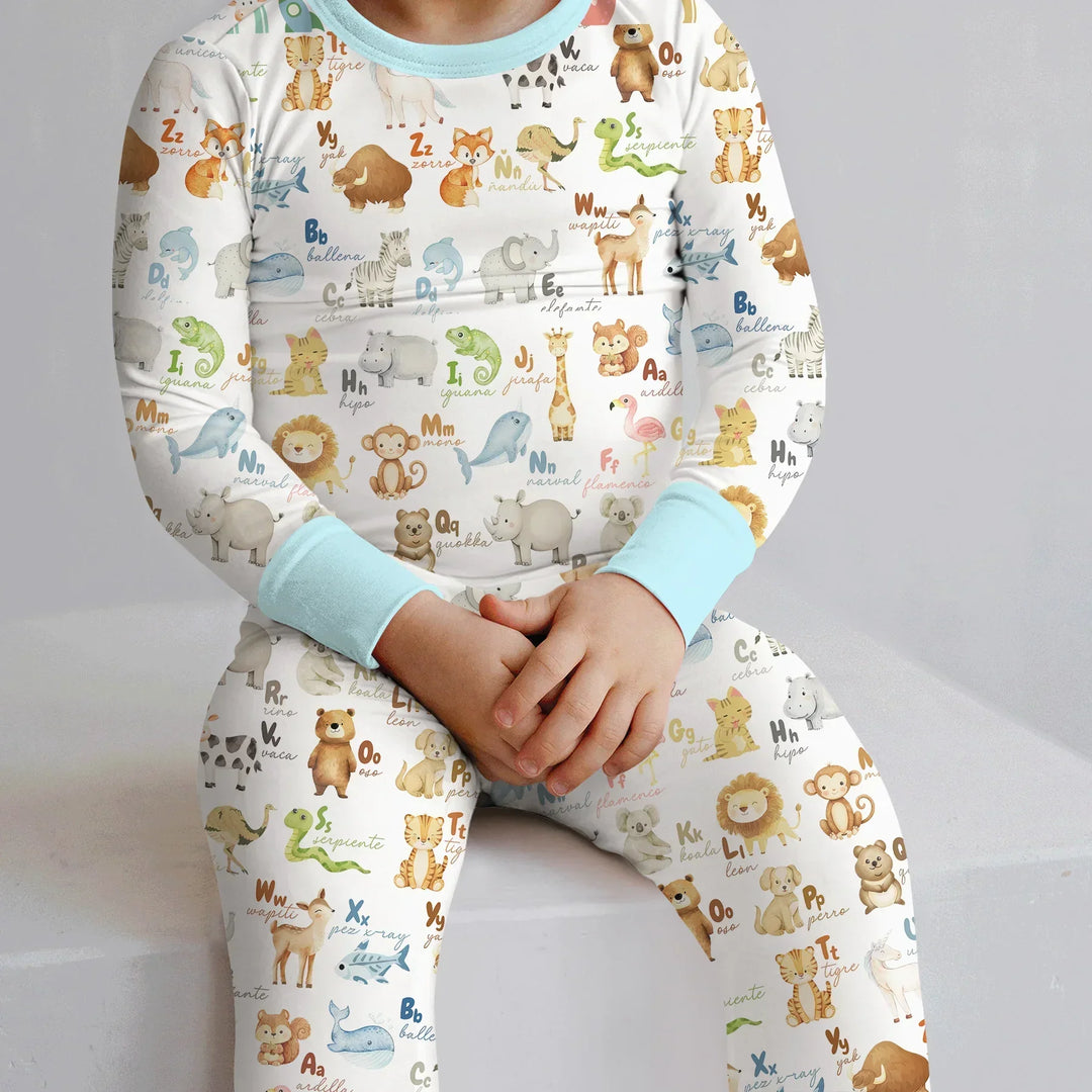 Spanish Alphabet Bamboo Two Piece Long Sleeve Pajama Set