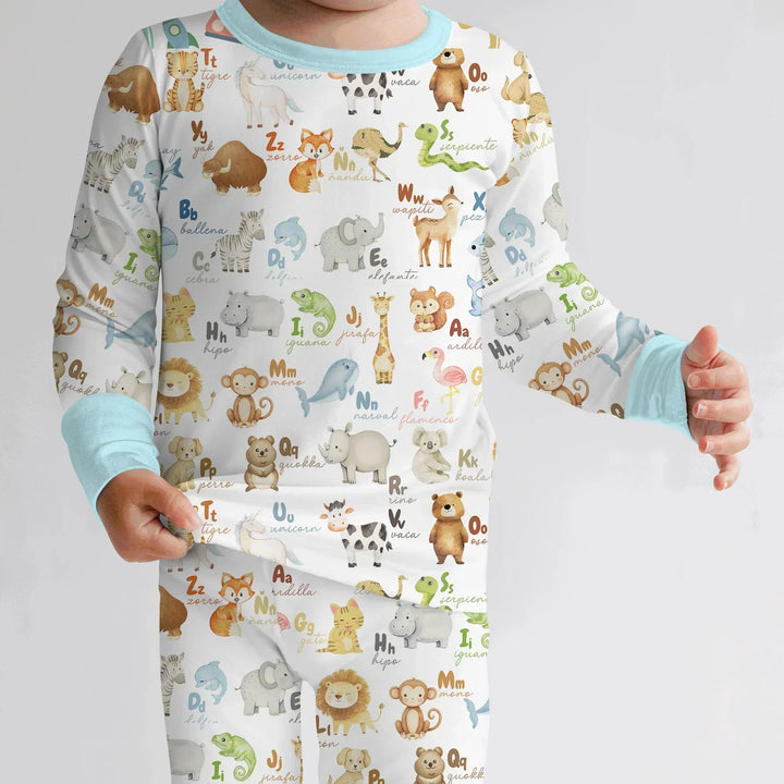 Spanish Alphabet Bamboo Two Piece Long Sleeve Pajama Set