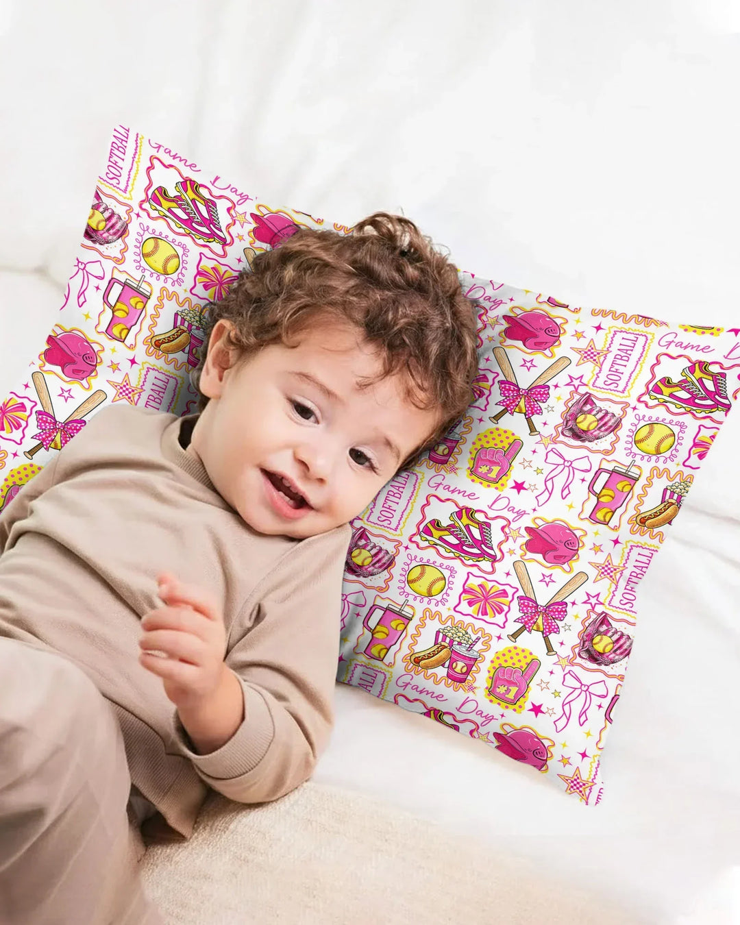 Pink Softball Game Day Bamboo Pillow Case