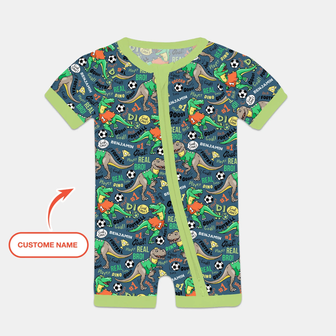 Custom Name Dino Soccer Bamboo Shorty Zippy