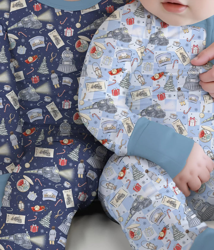 Christmas Train Bamboo Two Piece Long Sleeve Pajama Set