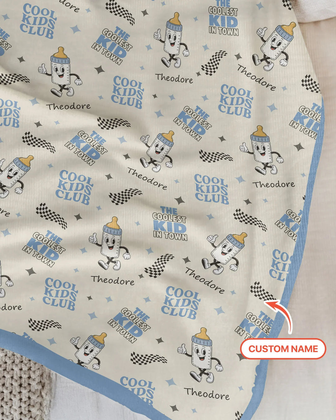 Custom Name Cool Club Daddy & Me Matching Bamboo Blanket