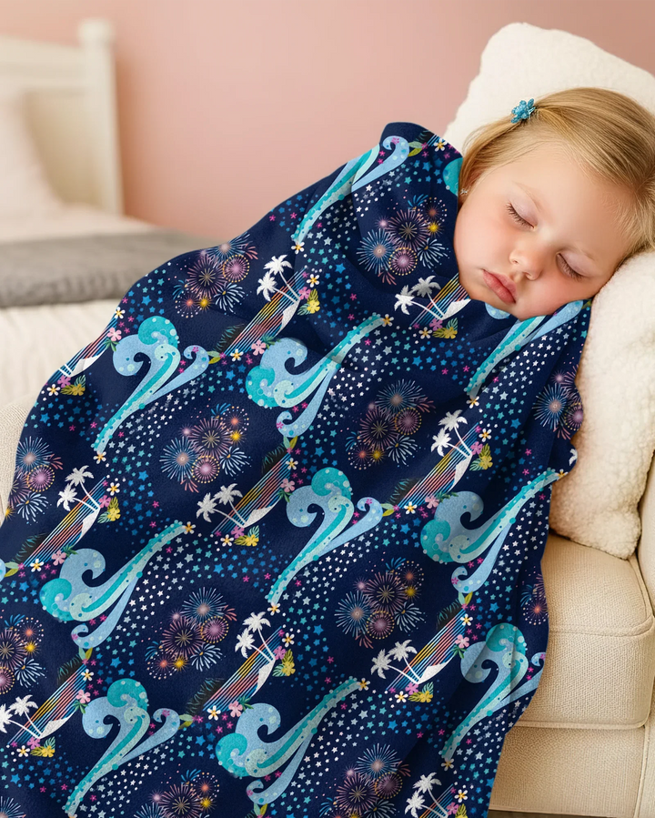 Starlit Surf Celebration Bamboo Blanket