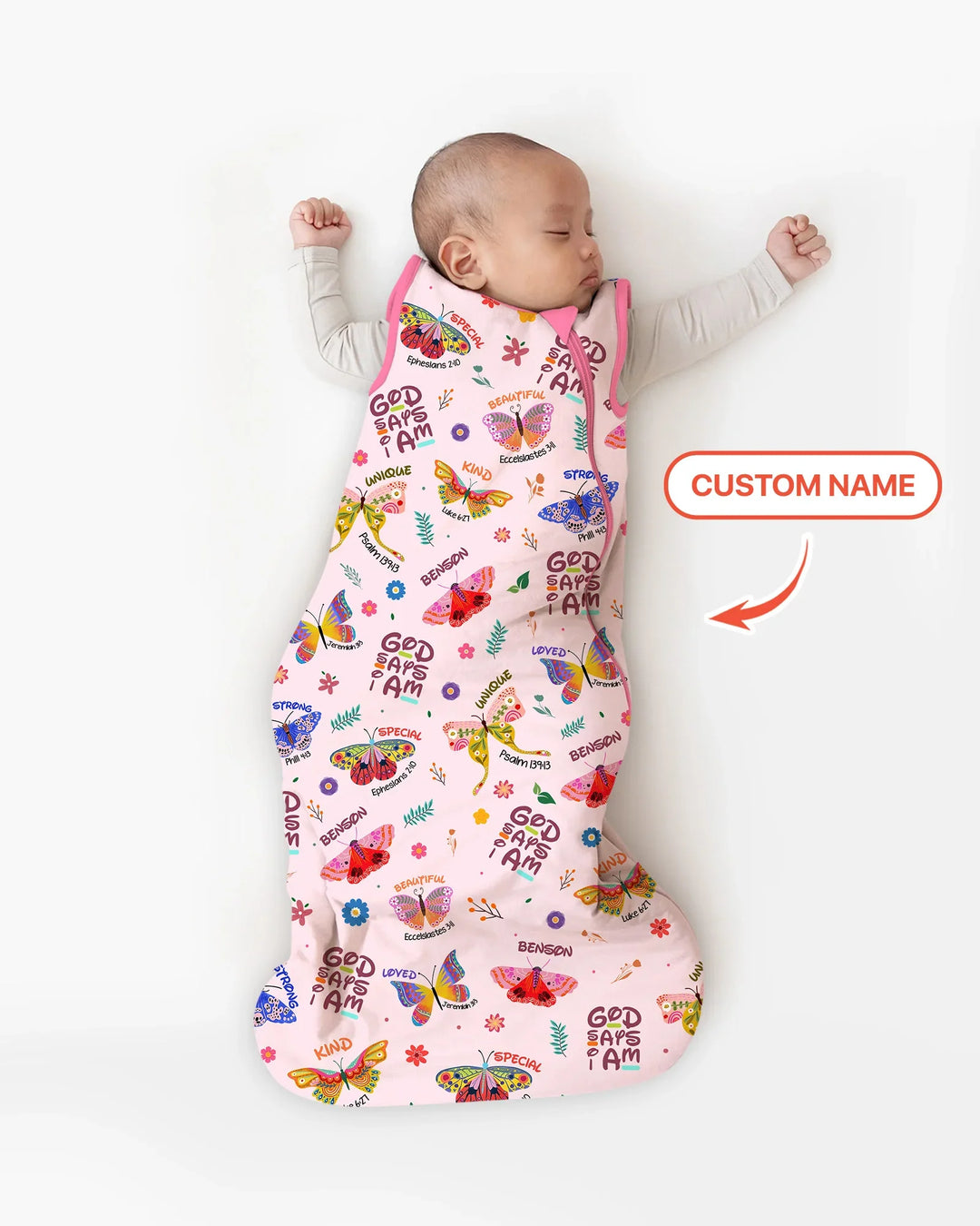 Custom Name God says I am Butterfly Bamboo Sleep Bag