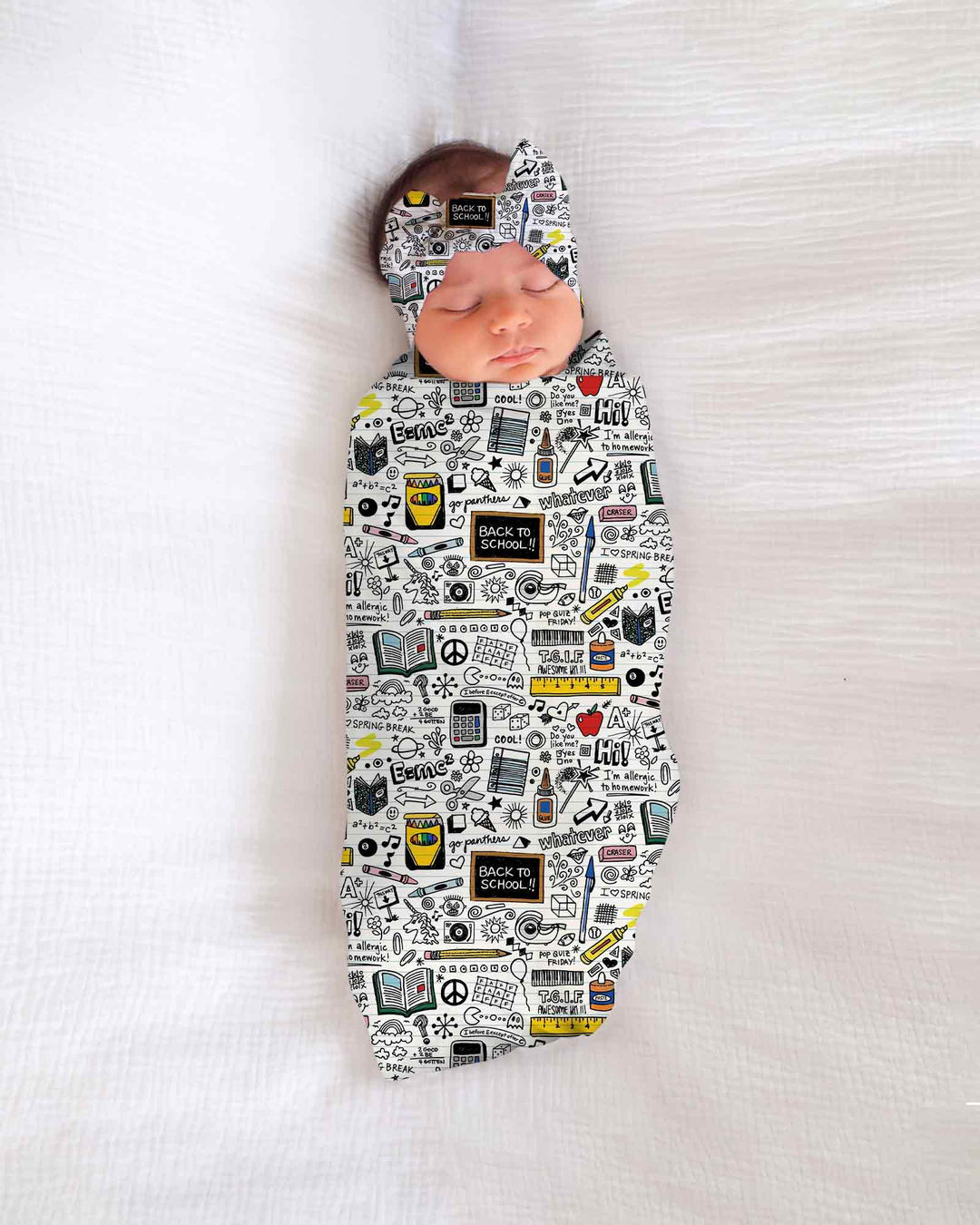 School Days Doodles swaddle blanket