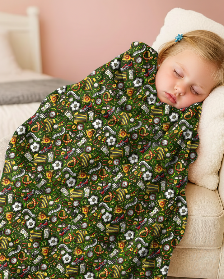 Green Soccer All-Star Bamboo Blanket