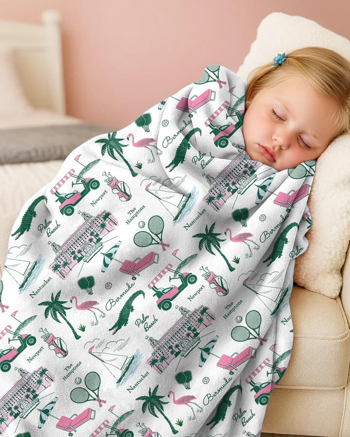 Preppy Palm Getaway Bamboo Blanket
