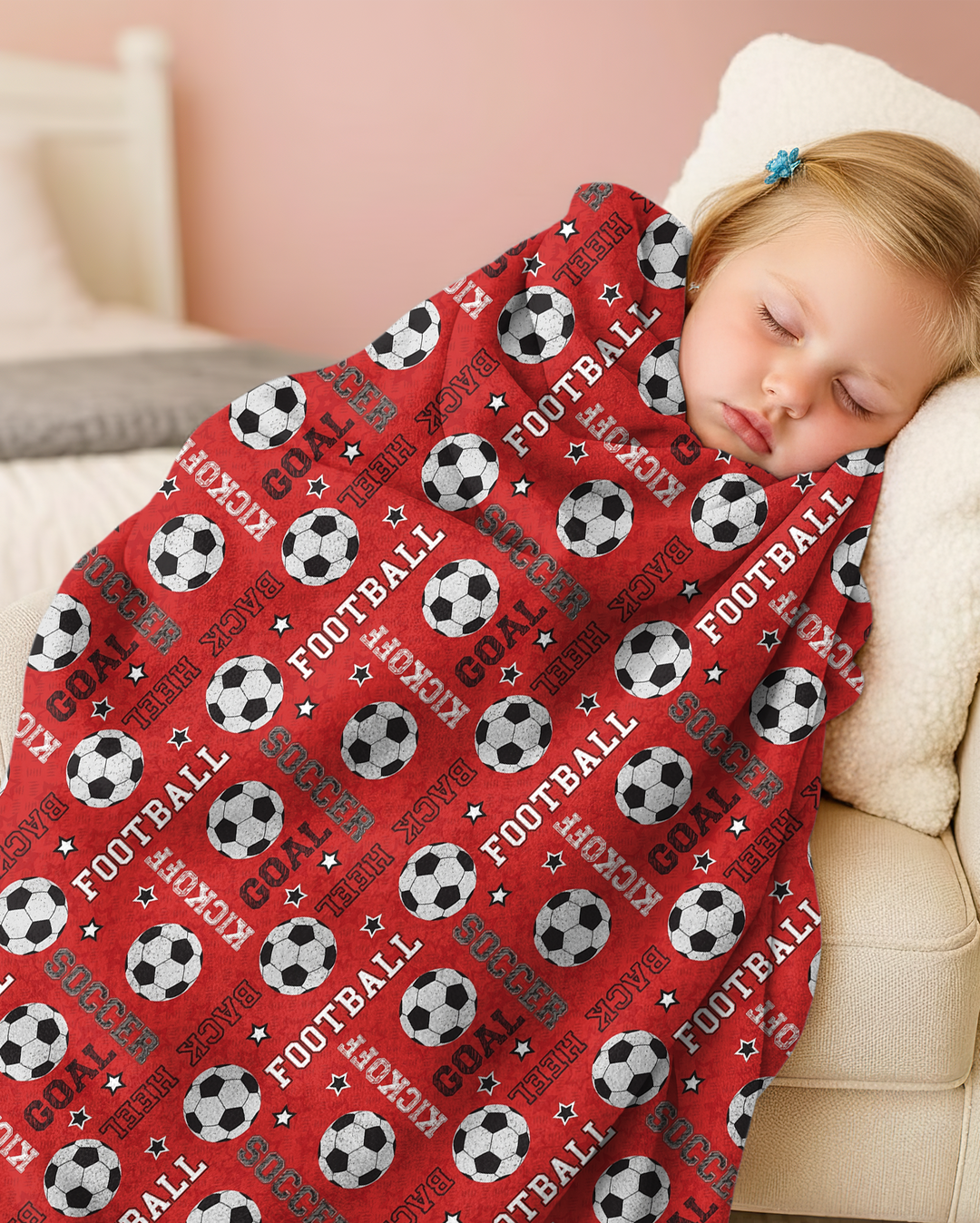Red Soccer Ball Bamboo Blanket
