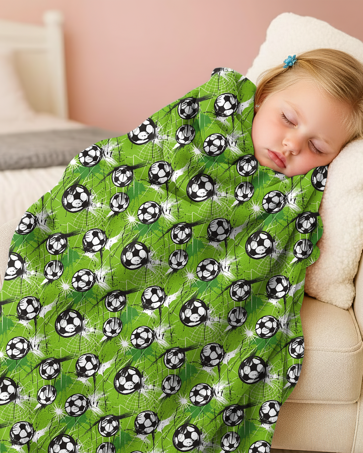 Green Soccer Energy Bamboo Blanket