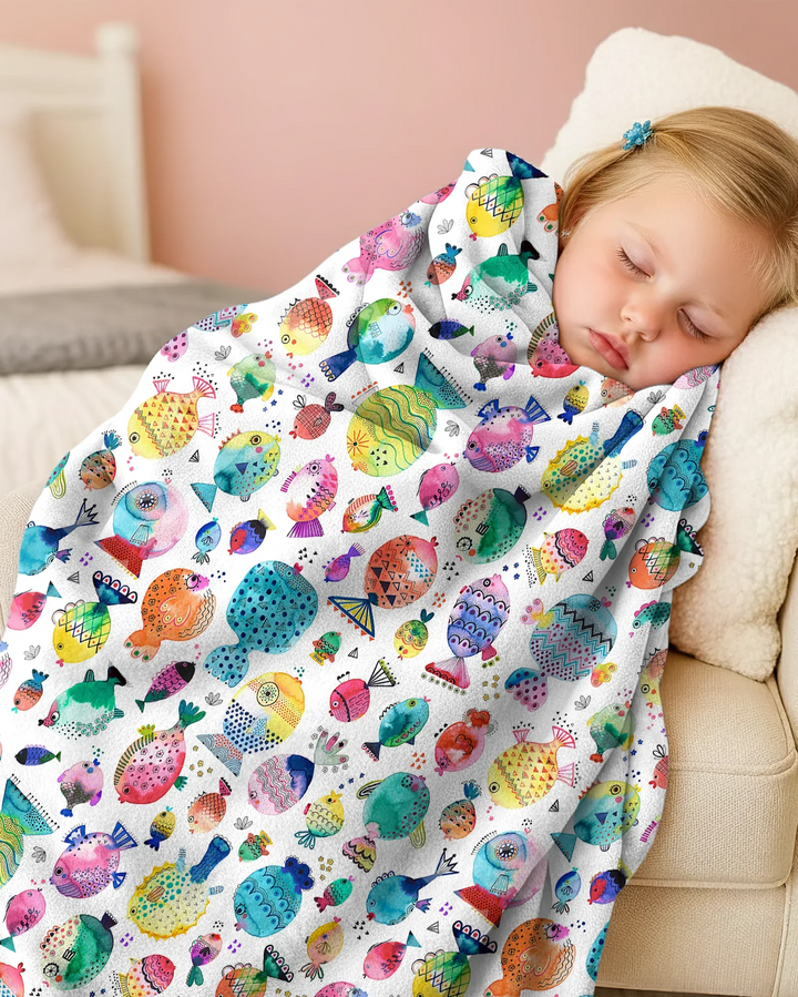 Rainbow Reef Fish Bamboo Blanket