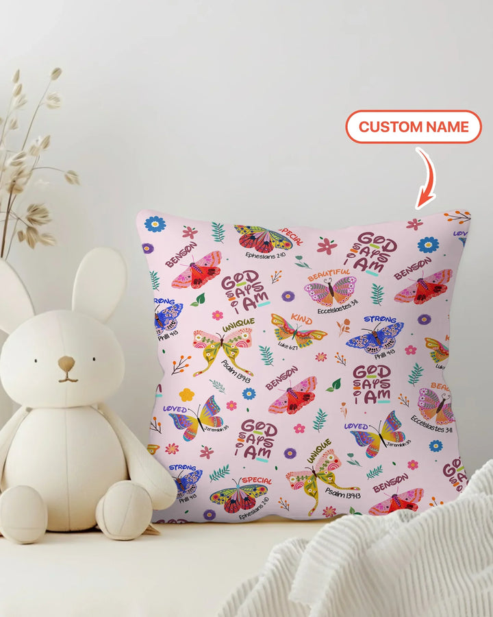 Custom Name God says I am Butterfly Bamboo Pillow Case