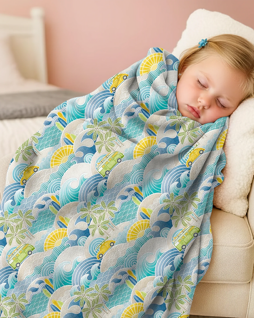 Coastal Road Trip Waves Surf Bamboo Blanket
