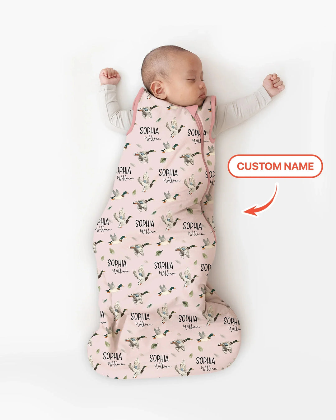 Custom Name Mallard Duck Bamboo Sleep Bag