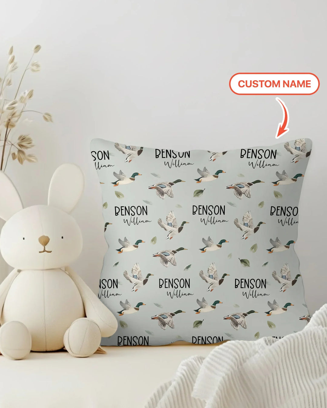 Custom Name Mallard Duck Bamboo Pillow Case