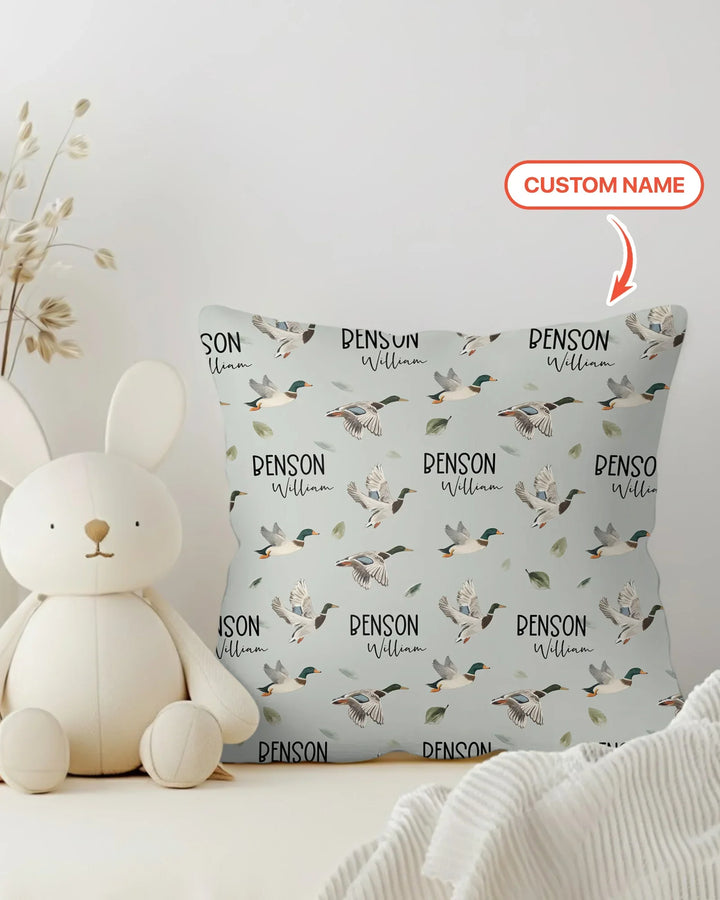 Custom Name Mallard Duck Bamboo Pillow Case