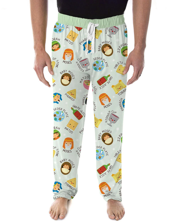 Cute Passover Characters Bamboo Men's Pajama Set