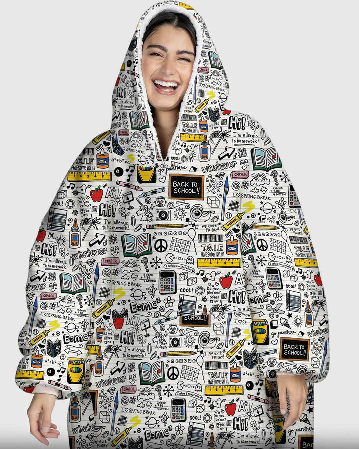 School Days Doodles Bamboo Blanket Hoodie