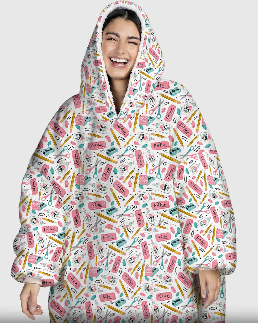 Pink Power School Supplies Bamboo Blanket Hoodie
