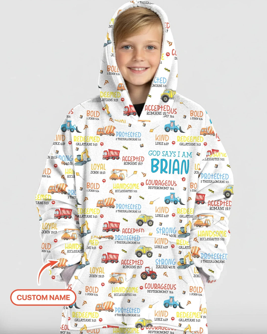 Personalized God Says I Am Little Builder Bamboo Blanket Hoodie