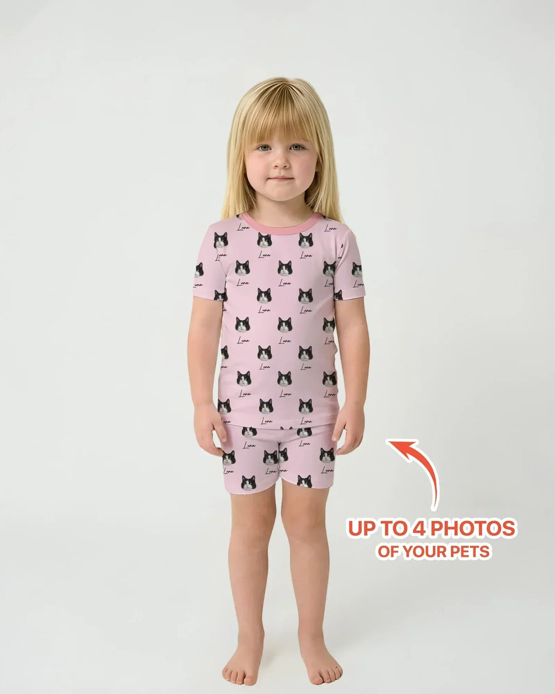 Custom Name and Pet Photos Bamboo Two Piece Short Sleeve Shorts Pajama Set