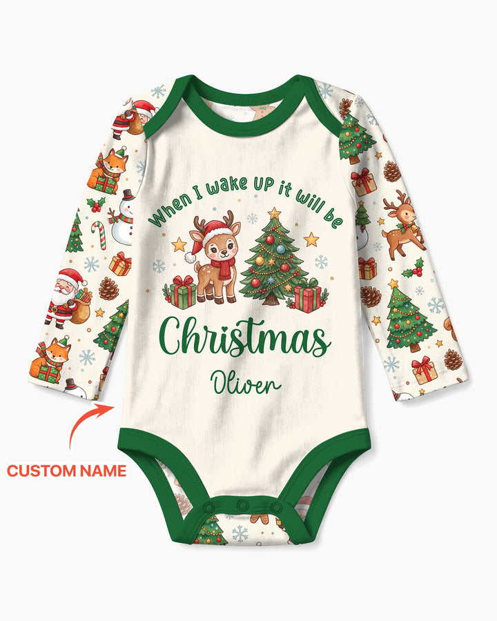 Custom Name When I Wake Up It's Will Be Christmas Bamboo Bodysuit