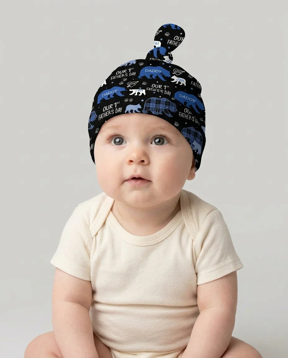 Our 1st Father's Day Daddy Bear & Me Matching Bamboo Knotted Hat