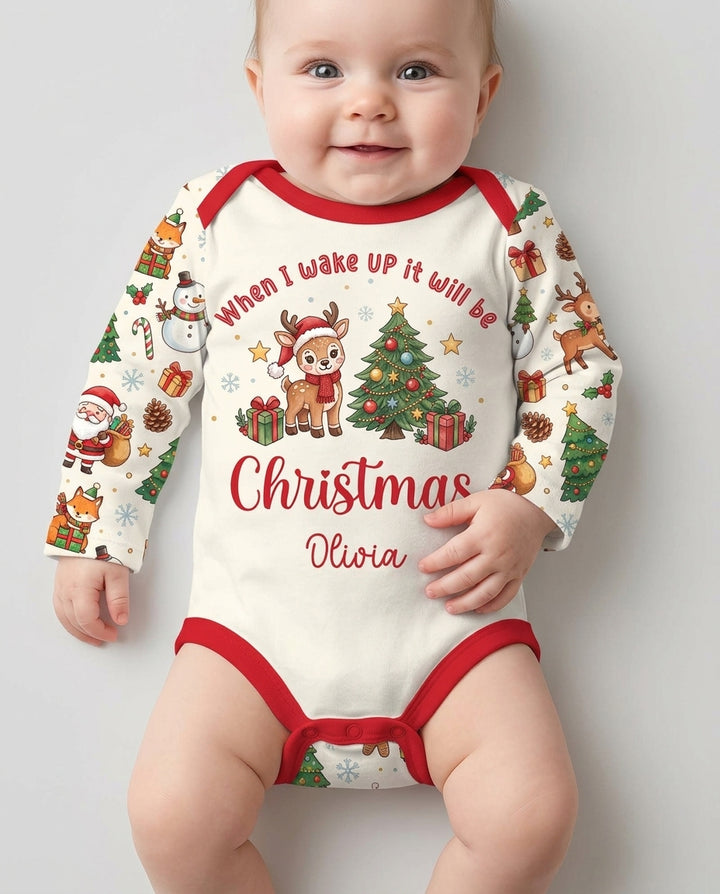 Custom Name When I Wake Up It's Will Be Christmas Bamboo Bodysuit