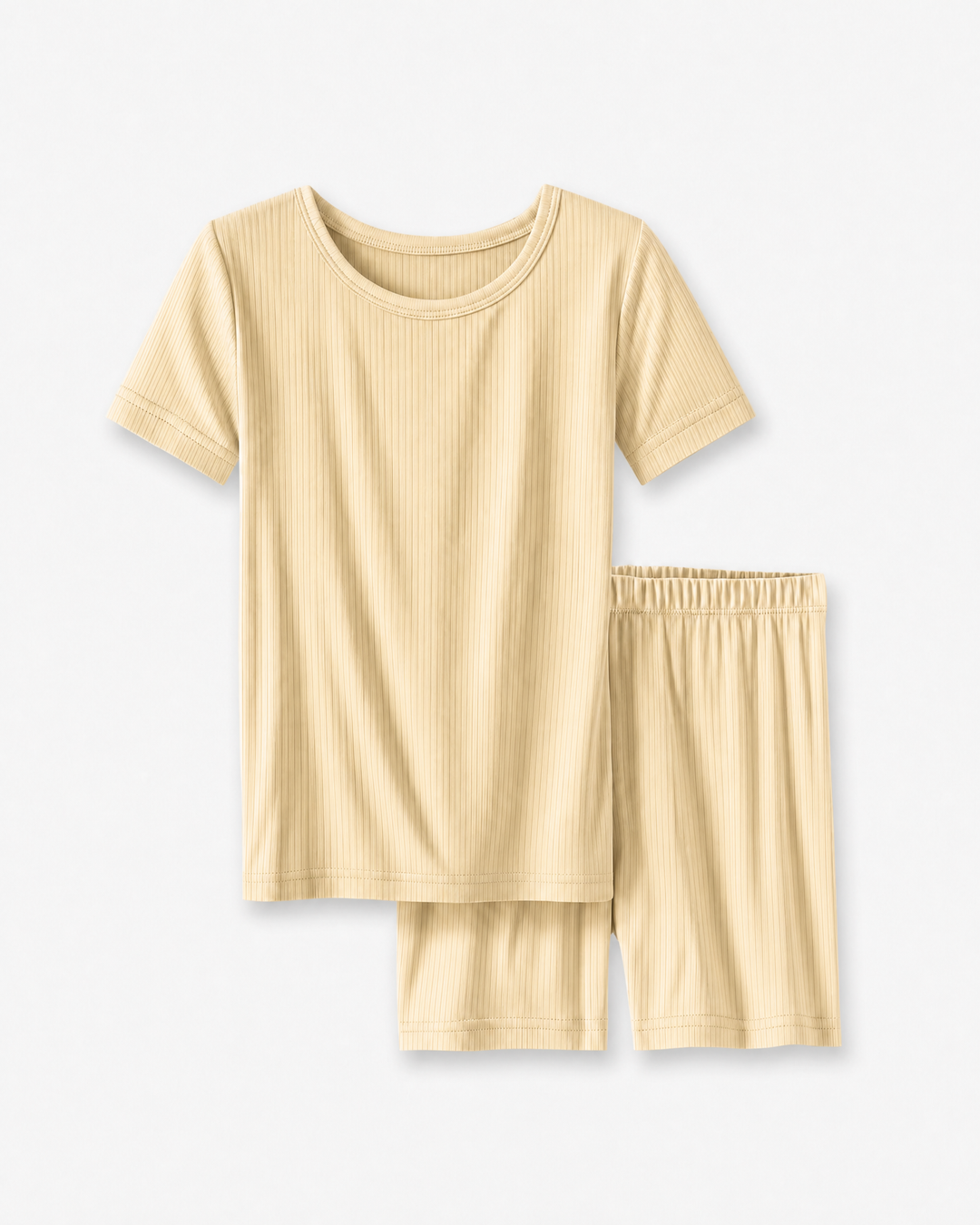 Ribbed Bamboo Two Piece Short Sleeve Short Pajama Set