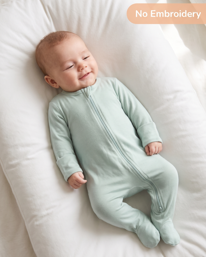Dream Whale Embroidered Bamboo Zipper Footie