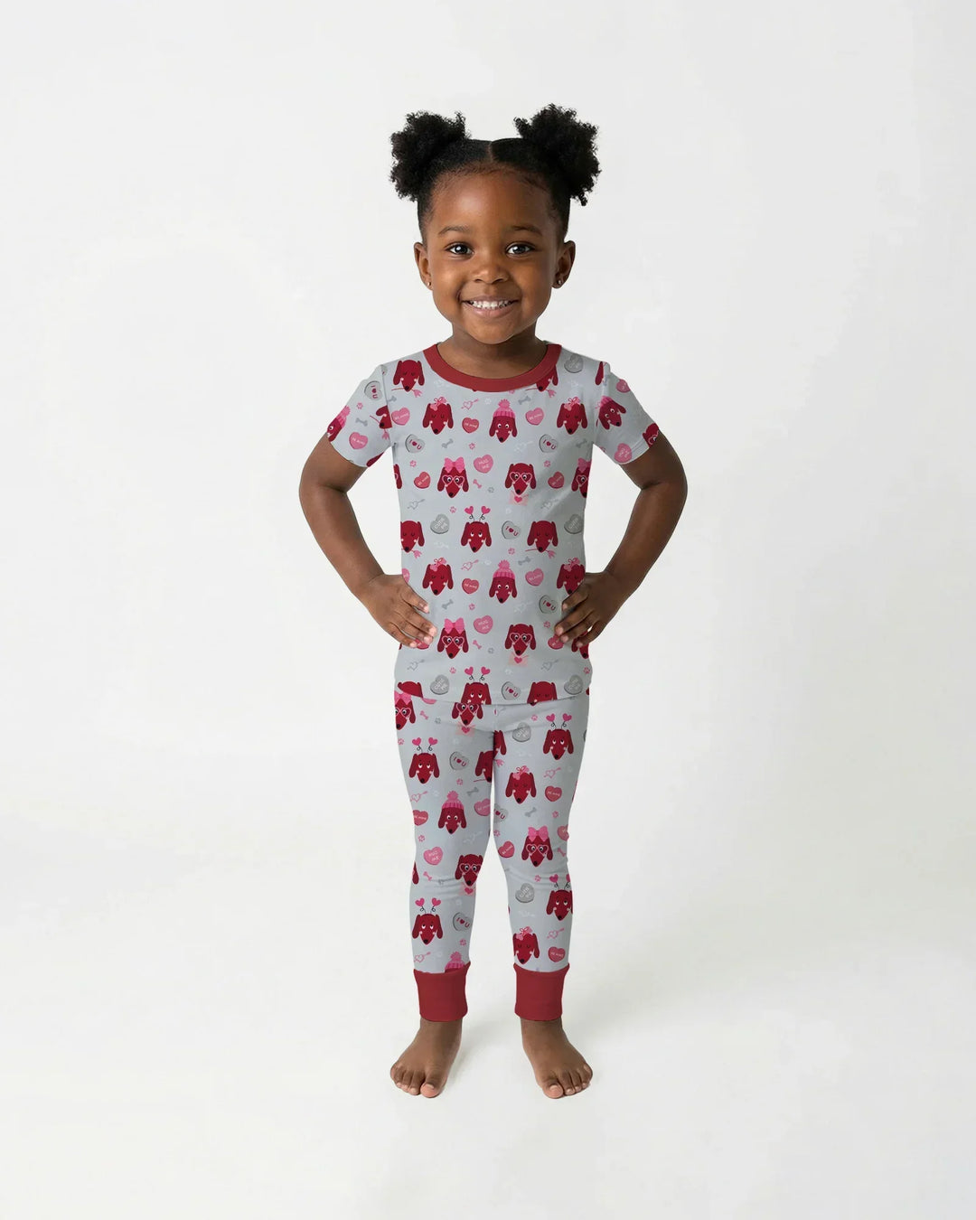 Dachshund Is My Valentine Bamboo Two Piece Short Sleeve Pajama Set