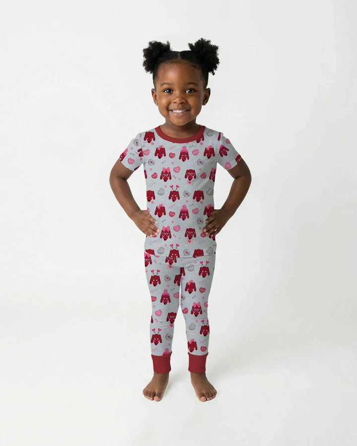 Dachshund Is My Valentine Bamboo Two Piece Short Sleeve Pajama Set