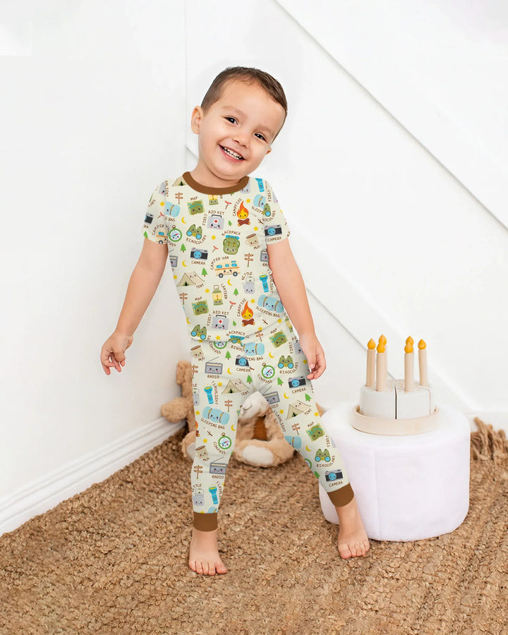 Little Camp Adventure Family Matching Two Piece Short Sleeve Pajama Set