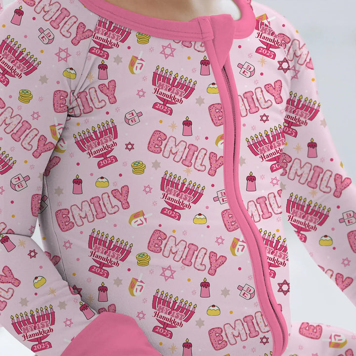 Custom name My First Hanukkah 2025 Bamboo Convertible Zippy