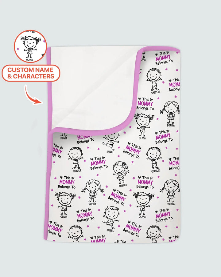 Custom Name "This Mommy Belongs To" Doodle Bamboo Blanket