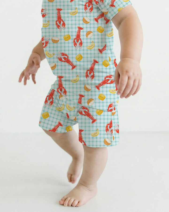 Preppy Crawfish Season Bamboo Two Piece Short Sleeve Shorts Pajama Set