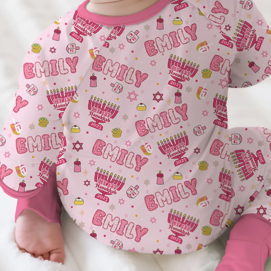 Custom name My First Hanukkah 2025 Bamboo Convertible Zippy