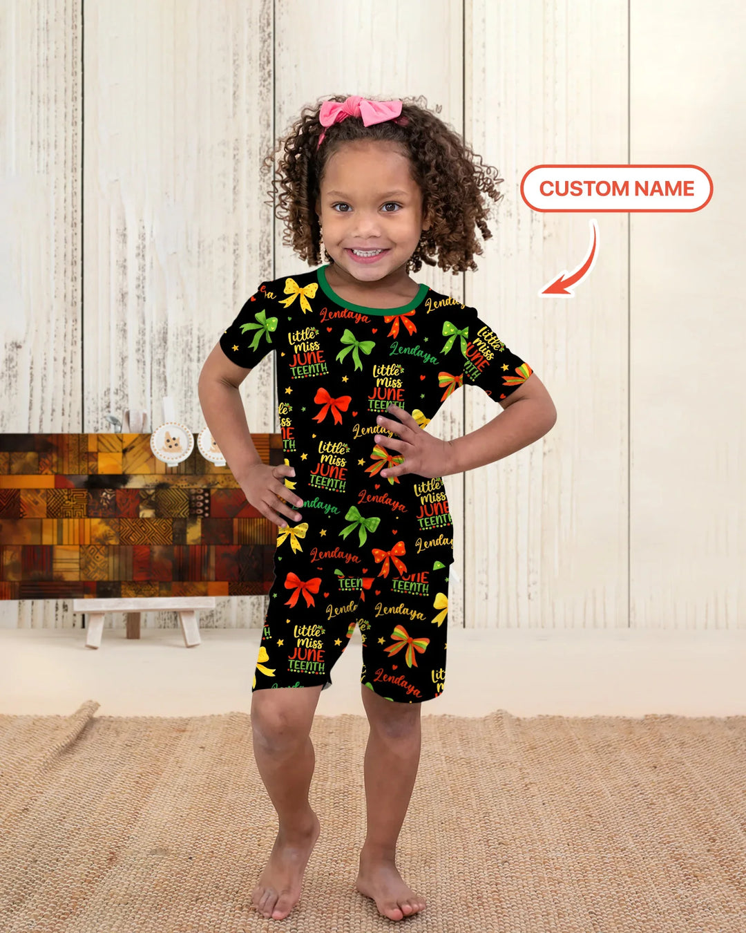 Little Miss Juneteenth Bamboo Two Piece Short Sleeve Shorts Pajama Set