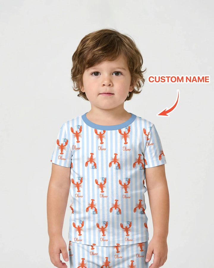 Custom Name Crawfish Beer Season Bamboo Two Piece Short Sleeve Shorts Pajama Set