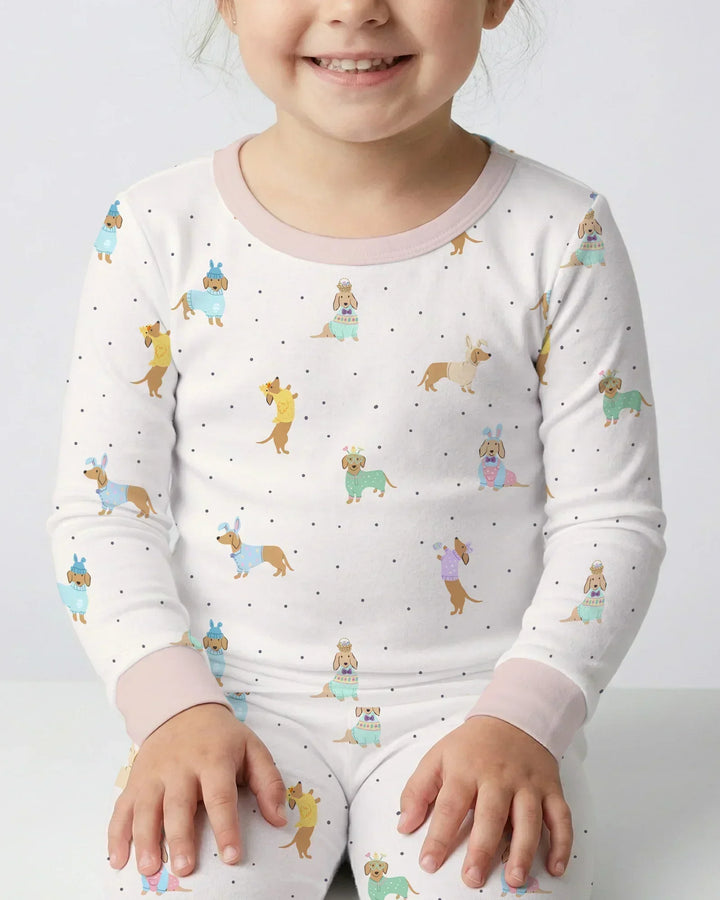 Easter Dachshund Bamboo Two Piece Long Sleeve Pajama Set