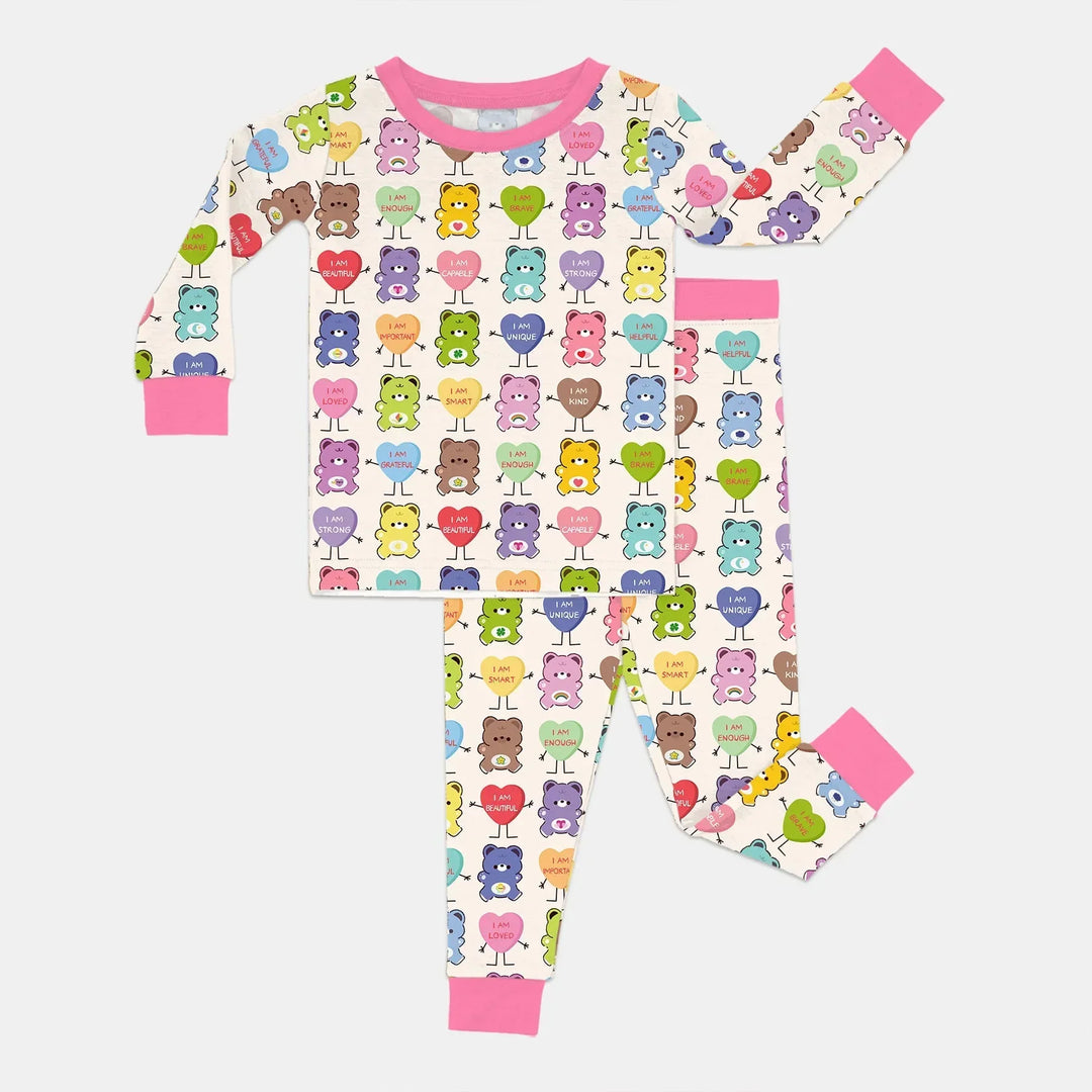 Rainbow Bears Affirmation Bamboo Two Piece Long Sleeve Pajama Set