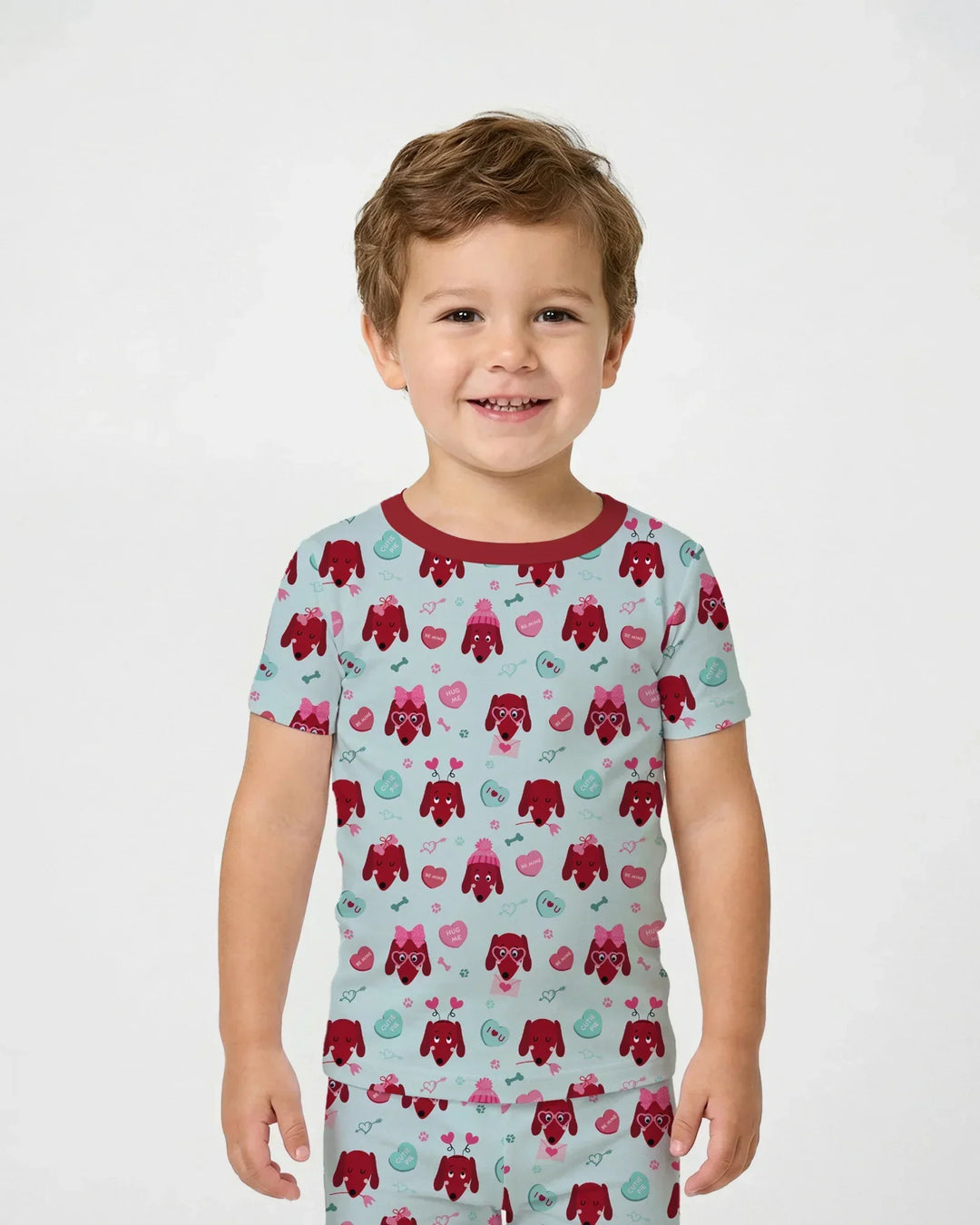Dachshund Is My Valentine Bamboo Two Piece Short Sleeve Pajama Set