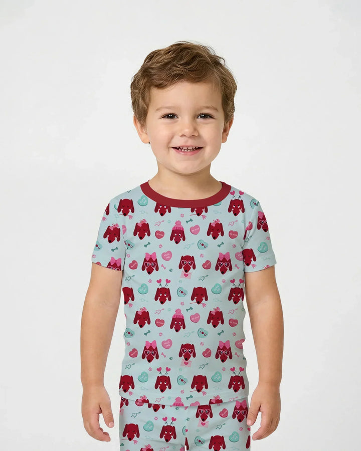 Dachshund Is My Valentine Bamboo Two Piece Short Sleeve Pajama Set