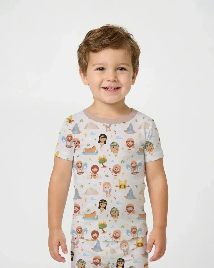 Moses Story Bamboo Two Piece Short Sleeve Pajama Set