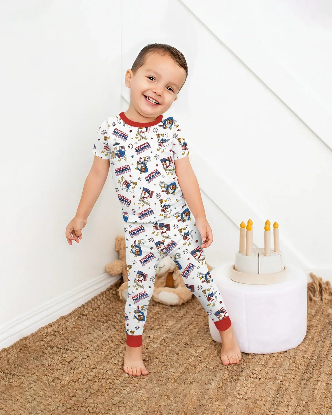 Patriotic Goose Celebrating 250 Years Bamboo Two Piece Short Sleeve Pajama Set