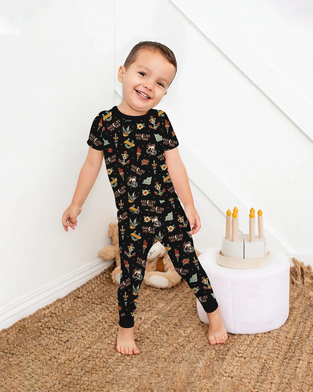 Rad Dad Society Daddy & Me Matching Bamboo Two Piece Short Sleeve Pajama Set