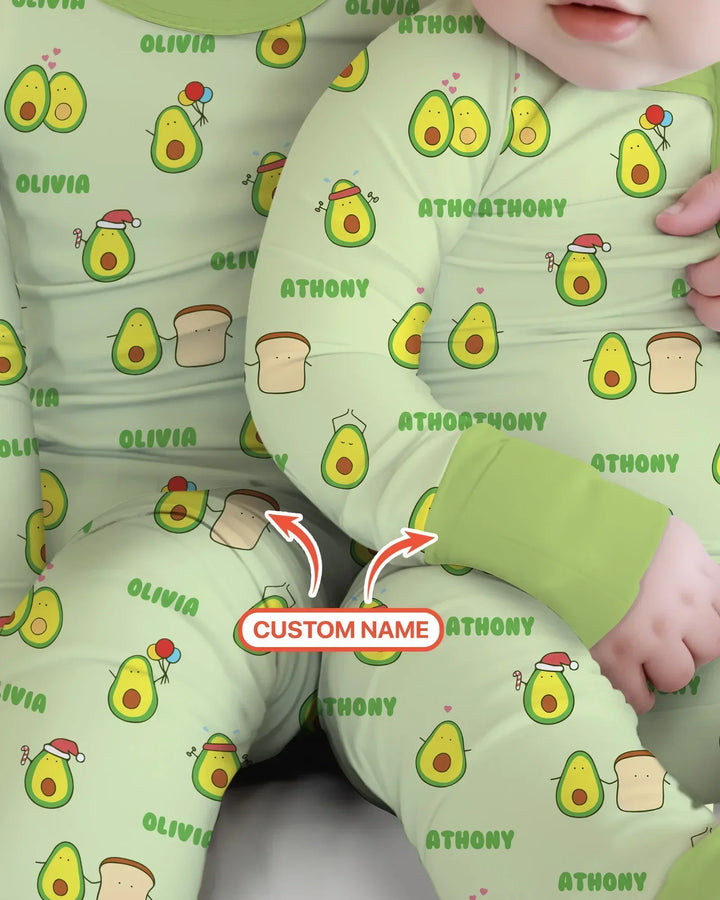 Custom Name Cute Avocado Bamboo Convertible Zippy