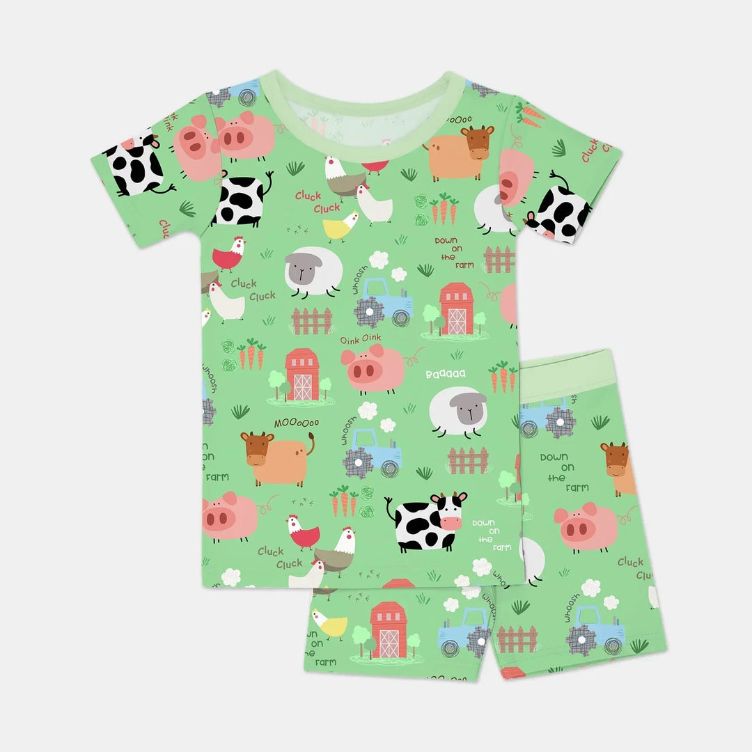 Farm Yard Bamboo Two Piece Short Sleeve Shorts Pajama Set