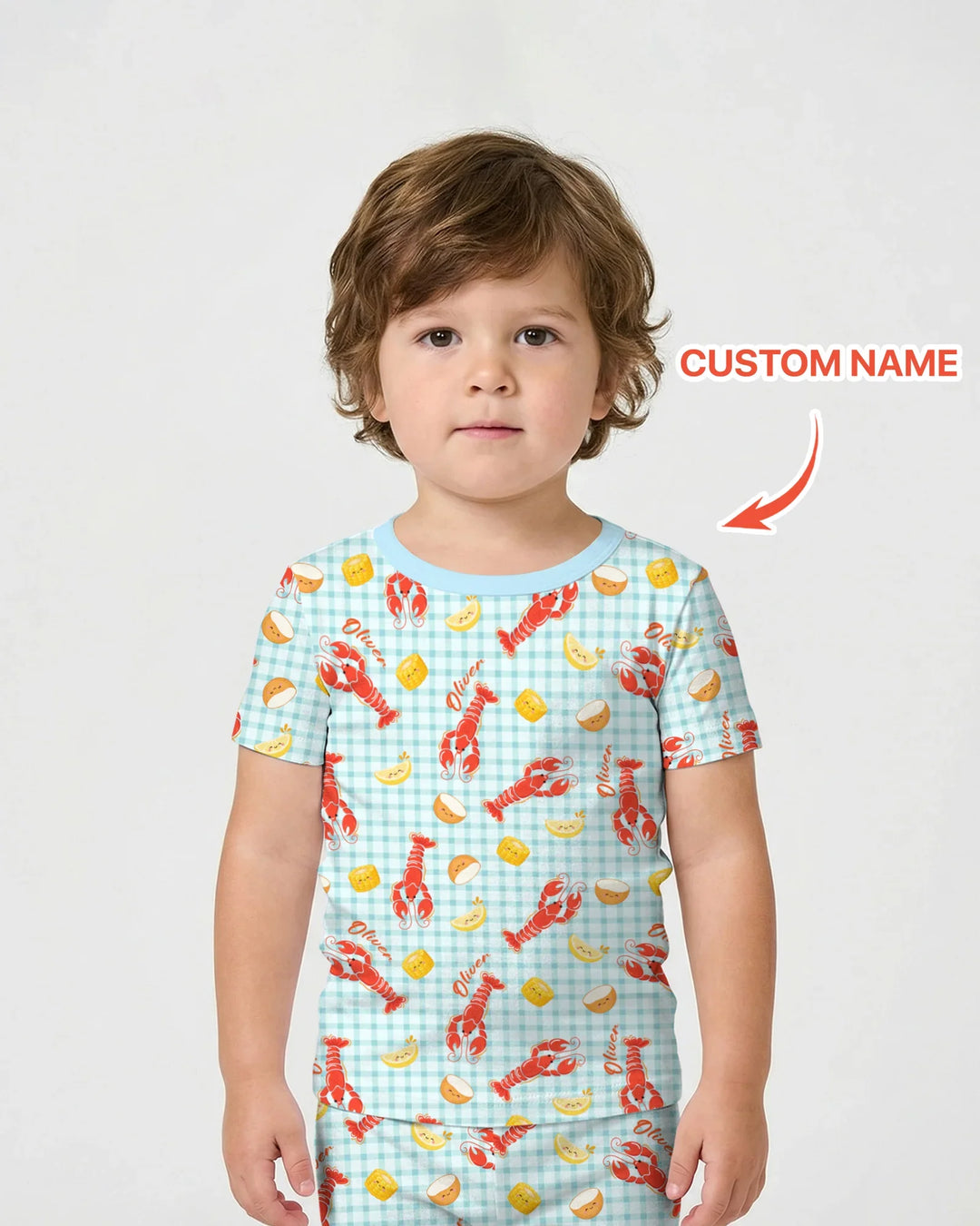 Custom Name Preppy Crawfish Season Bamboo Two Piece Short Sleeve Shorts Pajama Set