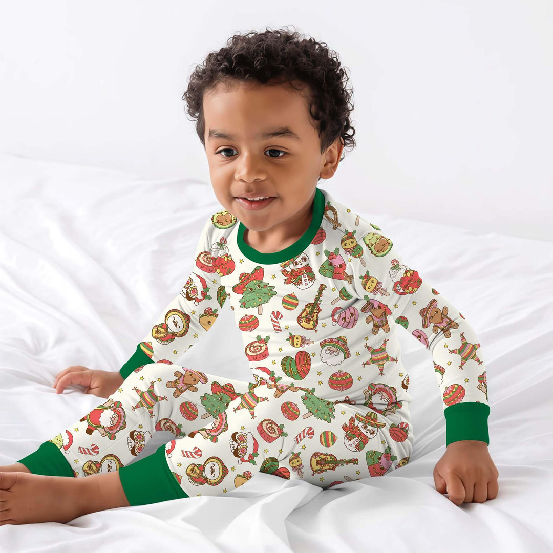 La Fiesta de Navidad Two Piece Long Sleeve Pajama Set , La Fiesta de Navidad Two Piece Long Sleeve Pajama Set - 12-18M / Green