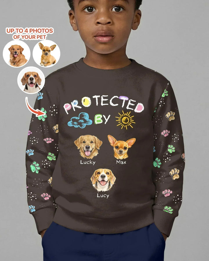 Custom Photo Crayon "Protected By" Bamboo Crewneck Sweatshirt
